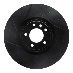 Land Rover Defender 110 Brake Rotor (1) - Front Left - R1 Concepts - Drilled & Slotted - Black - `18-`25